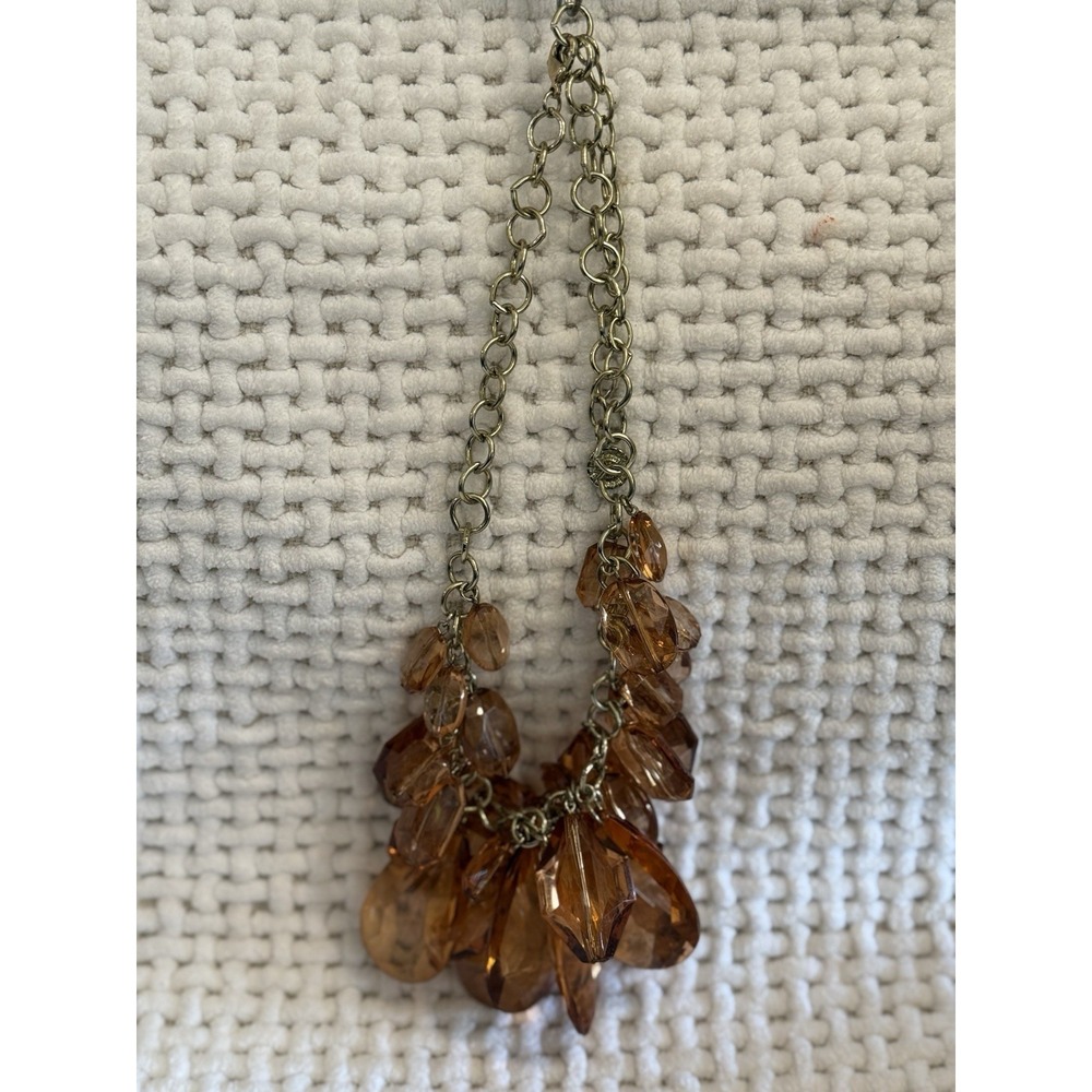R.J. Graziano Amber Crystal Bib Statement Necklace Gold Tone NIB